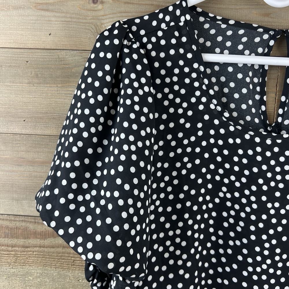 Torrid Womens Shirt Abbey Georgette Puff Sleeve Polka Dot Short Sleeve Blouse 3X - Picture 4 of 7